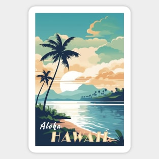 Hawaii Vintage Retro Travel Poster Sticker